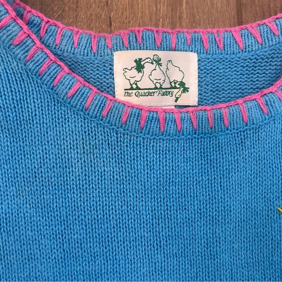 Quacker Factory Beach Scene Sweater - Blue and Yellow - Picture 4 of 9